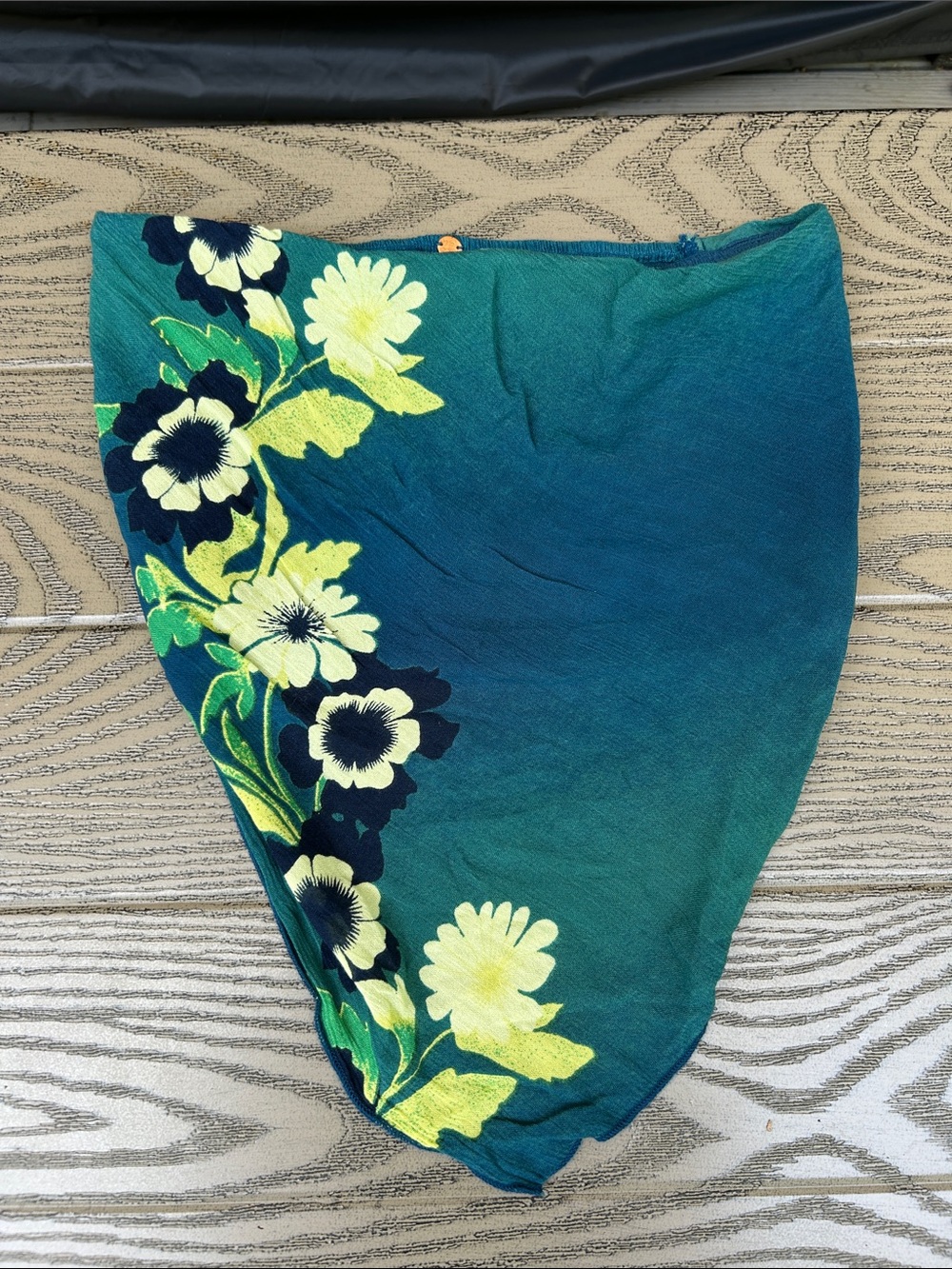 Free People Teal Floral Swim Sarong with Yellow Accents